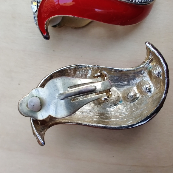 Large vintage sparkly enameled earrings - Picture 5 of 5